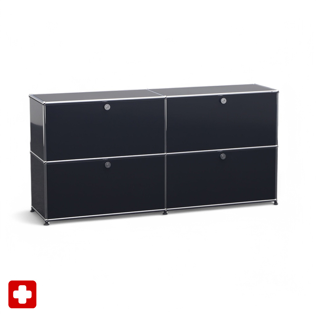 Sideboard USM Haller 150.0 x 35.0 cm, Schwarz, Gut - Ideal für Wohnzimmer und Büro