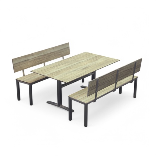 Eleganter Gartentisch mit 2 Bänken von Hunn Gartenmöbel