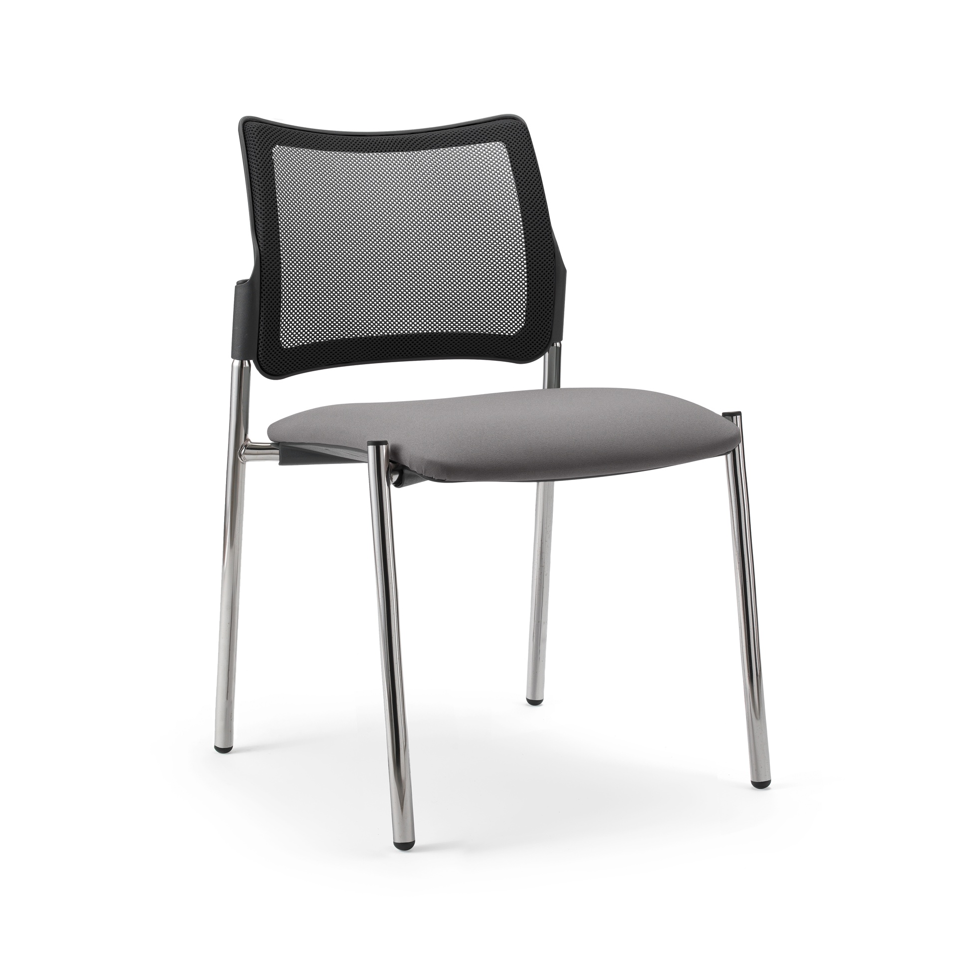 Image of 4-Fuss Stuhl Milani Maia Mesh Grau/Verchromt ohne Armlehnen, Neu – Perfekt für Büro und Empfang