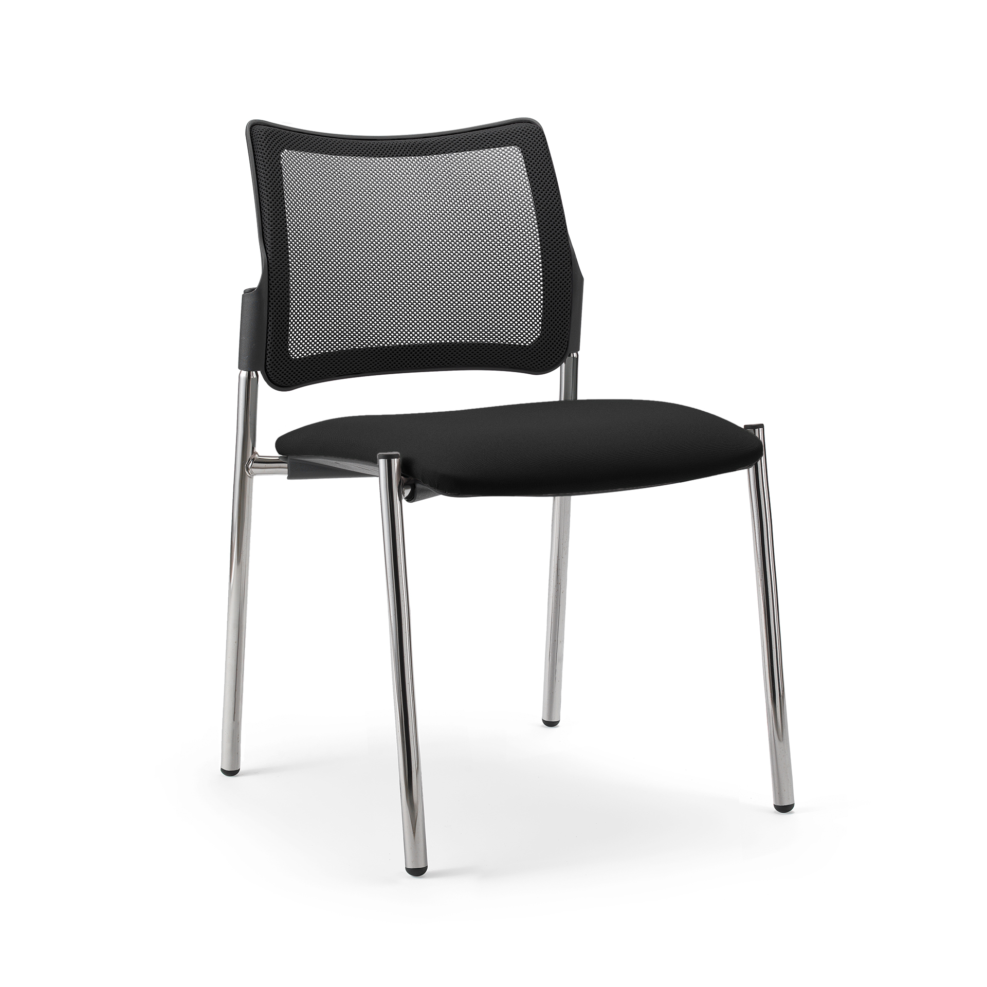 4-Fuss Stuhl Milani Maia Mesh Schwarz/Verchromt ohne Armlehnen, Neu – Perfekt für Büro und Empfang