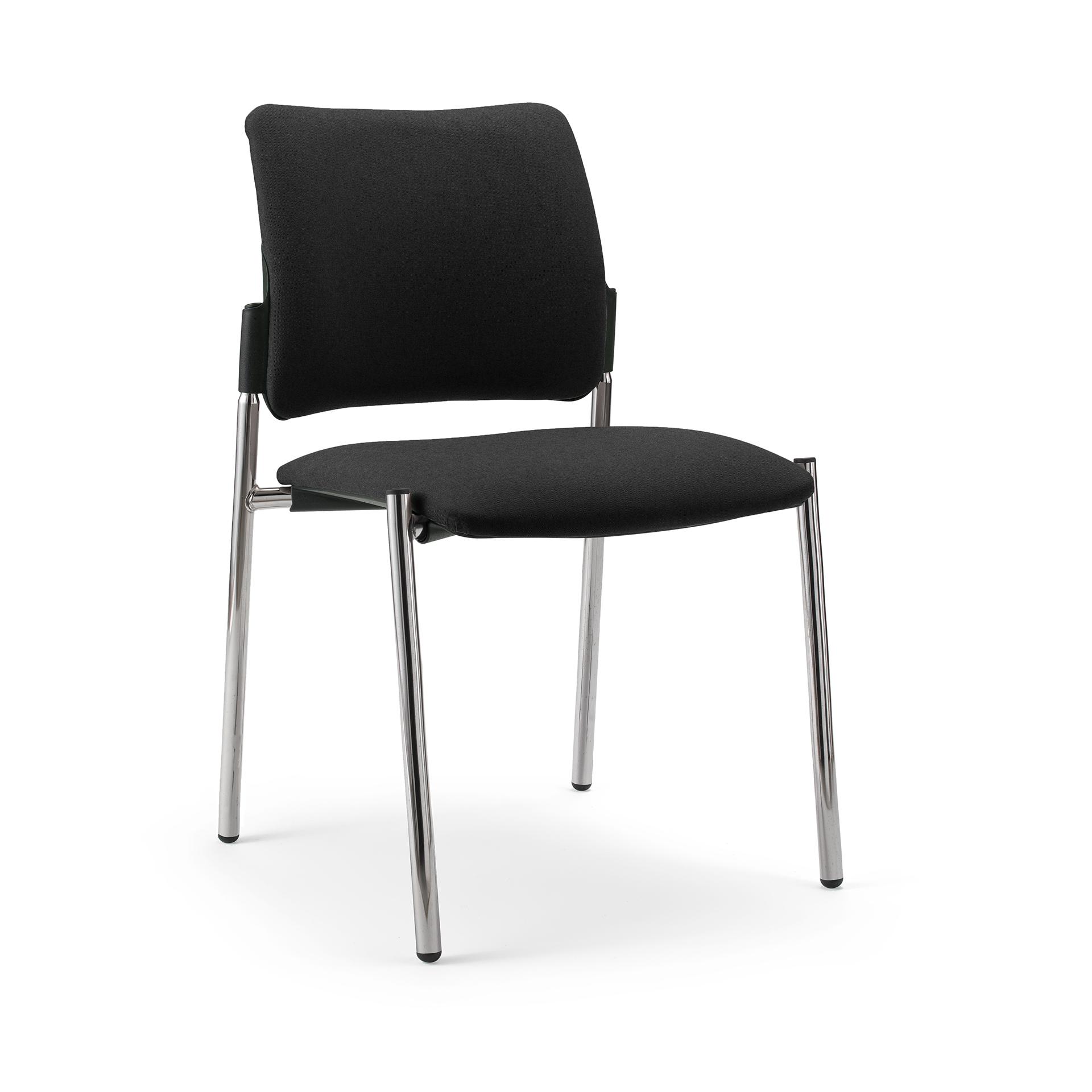 Image of 4-Fuss Stuhl Milani Maia Schwarz/Verchromt ohne Armlehnen, Neu – Perfekt für Büro und Empfang