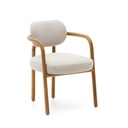 Kave Home Melqui Stuhl in Beige aus massiver Eiche mit natürlichem Finish (Neu)