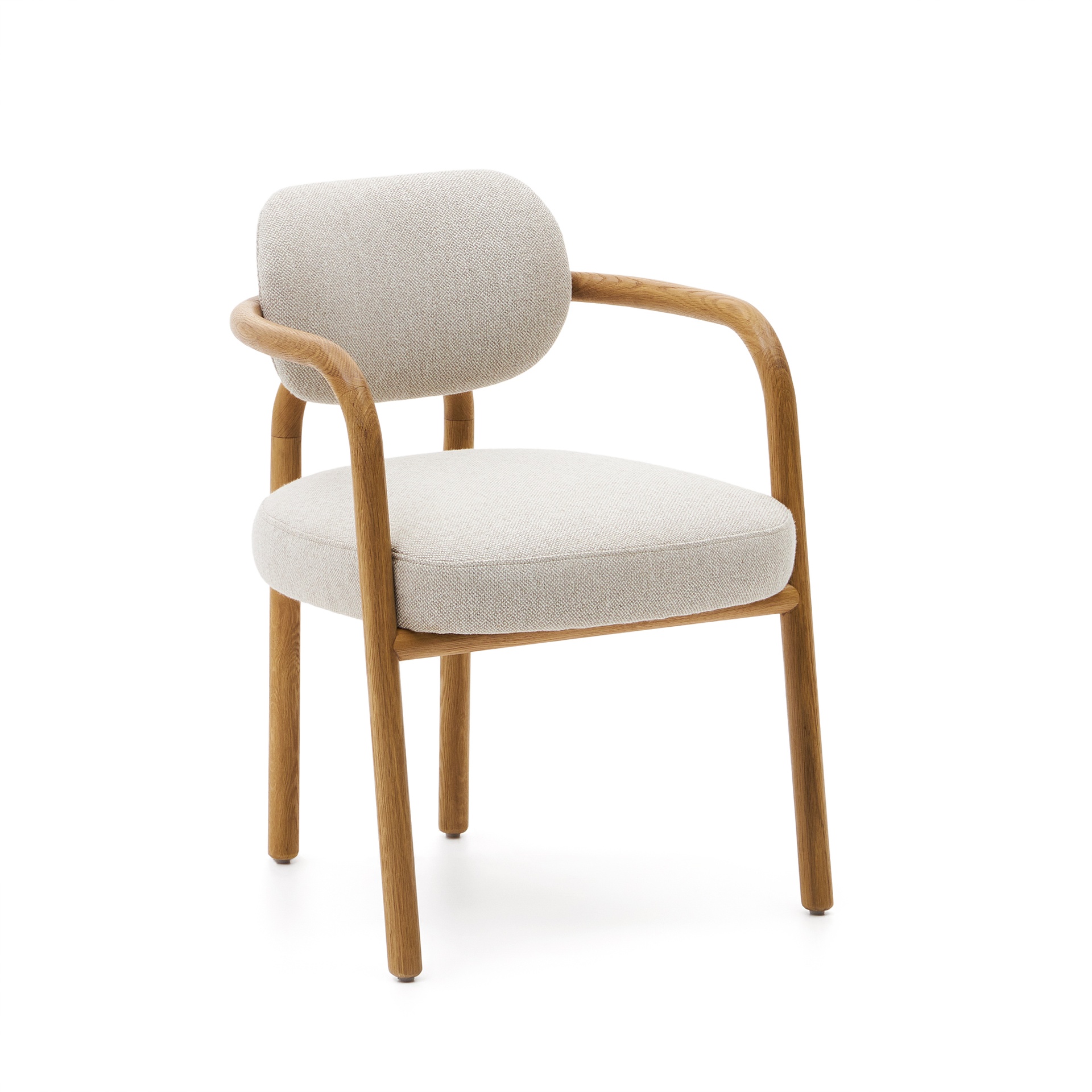 Melqui Stuhl in Beige aus massiver Eiche mit natürlichem Finish (Neu)