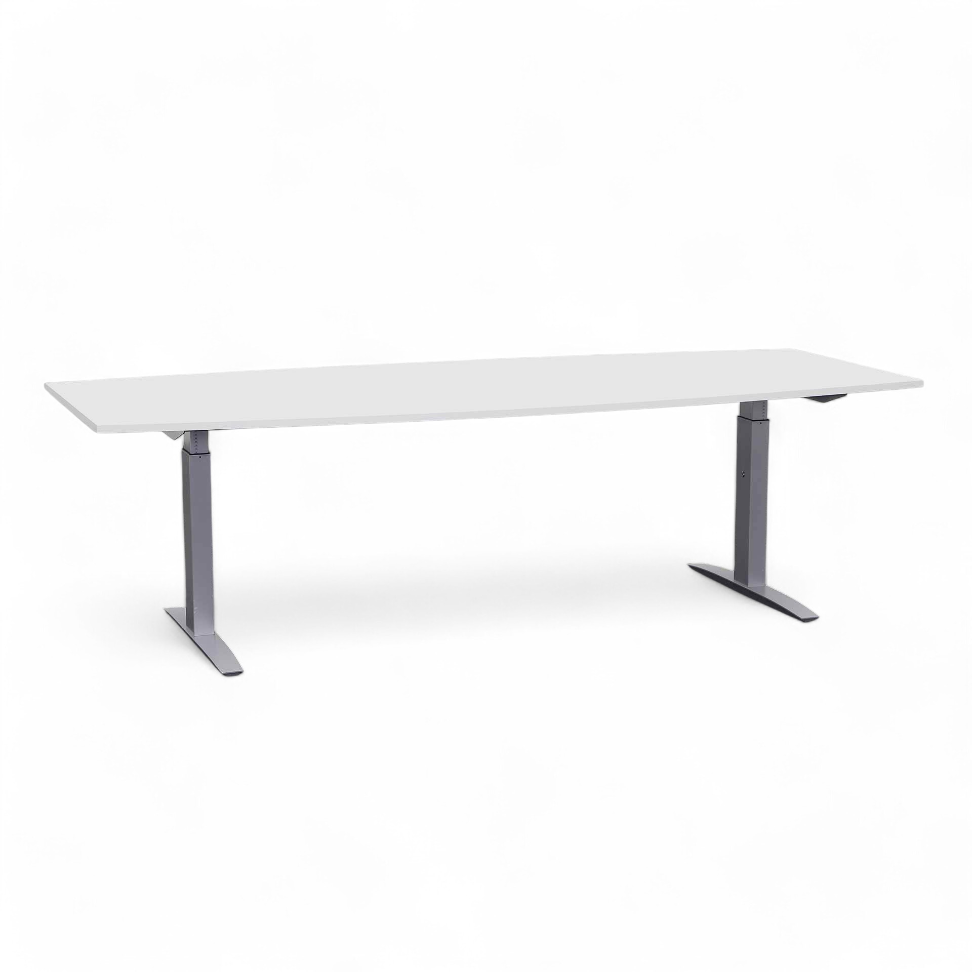 Image of Grosser Konferenztisch Tradingzone Proline 240x100 cm, Weissgrau/Silbergrau, Bootsform, Neu, Tisch - Für professionelle Meetings