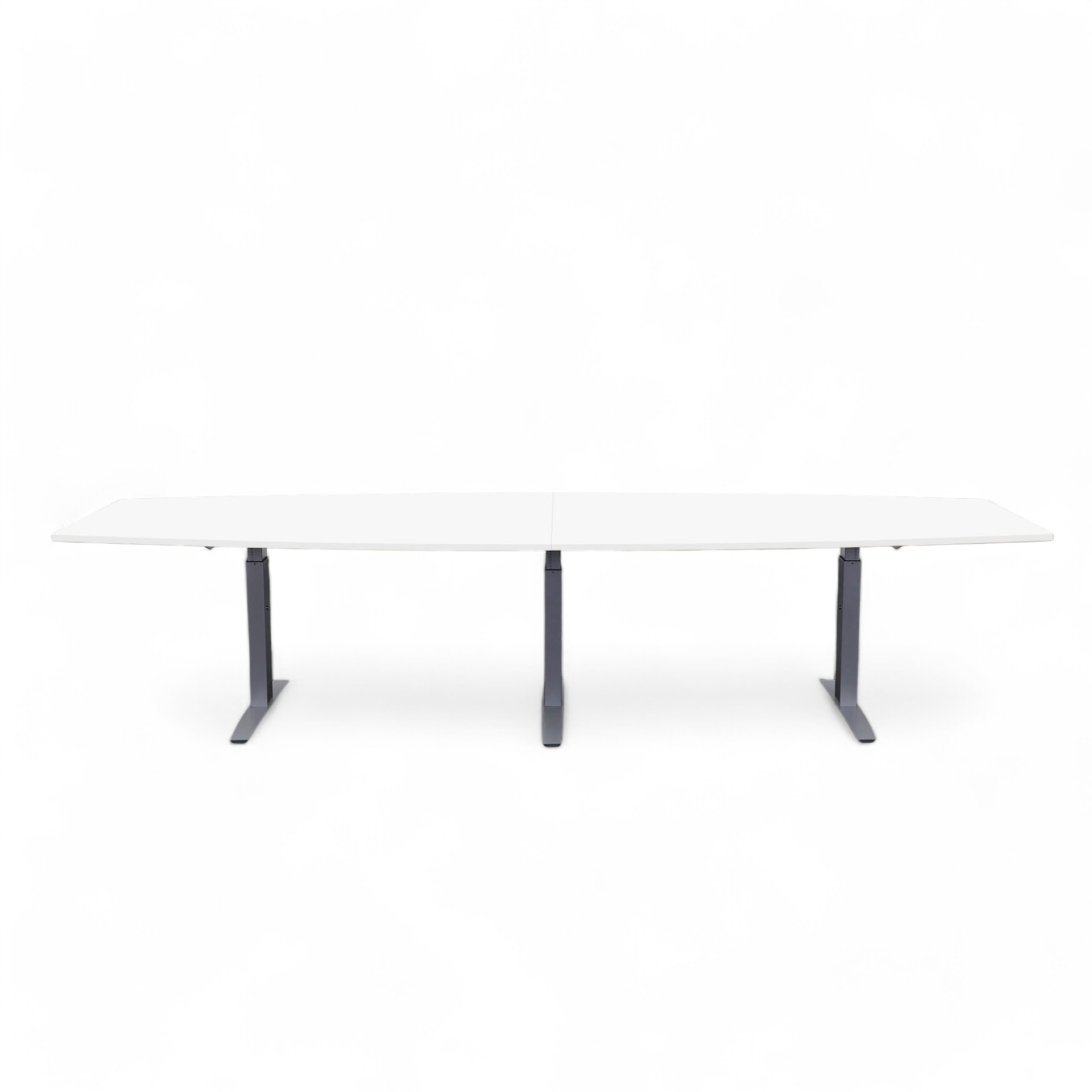 Image of Grosser Konferenztisch Tradingzone Proline 320x120 cm, Weiss/Silbergrau, Bootsform, Neu, Tisch - Für professionelle Meetings