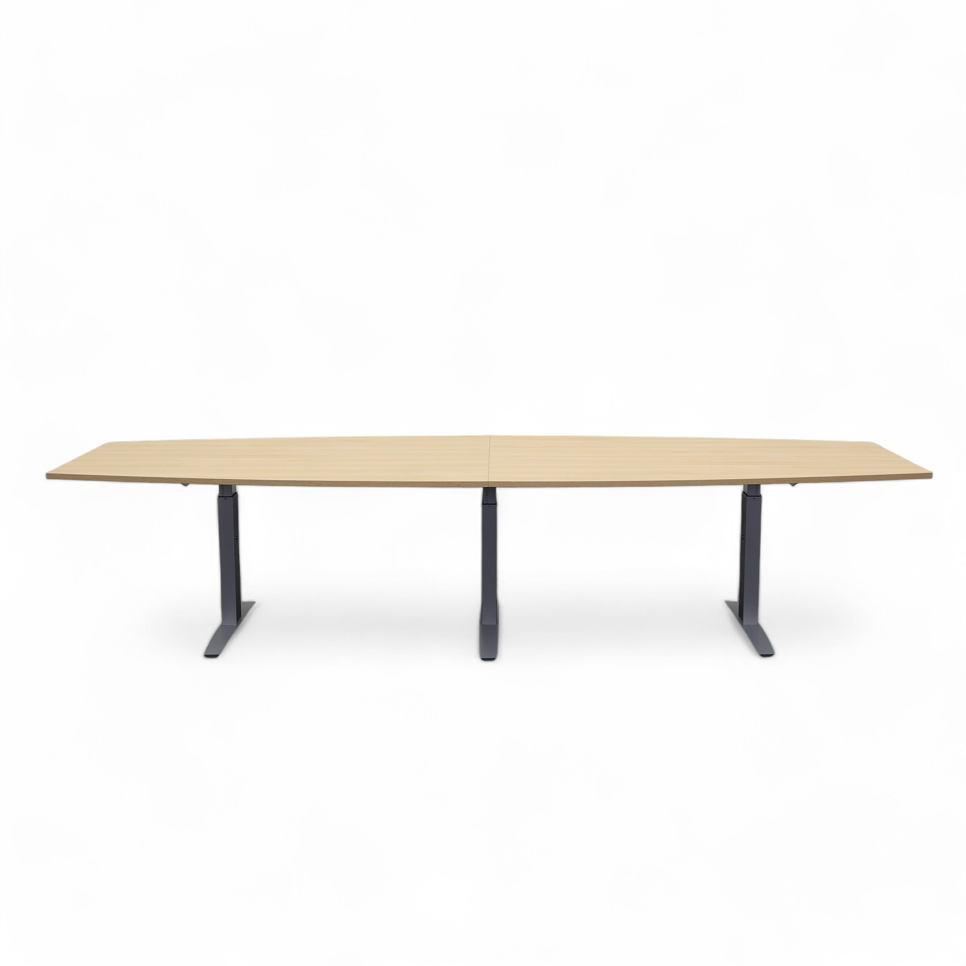 Image of Grosser Konferenztisch Tradingzone Proline 320x120 cm, Eiche/Silbergrau, Bootsform, Neu, Tisch - Für professionelle Meetings