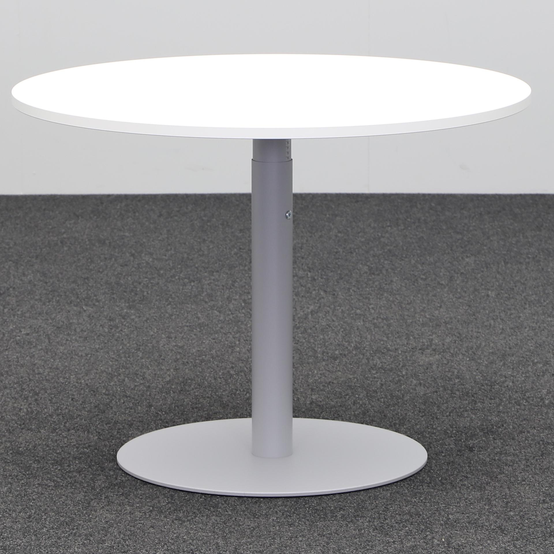 Image of Sitzungstisch Tradingzone Proline 100x100 cm, Weiss/Silbergrau, Rund, Neu, Tisch - Für professionelle Meetings