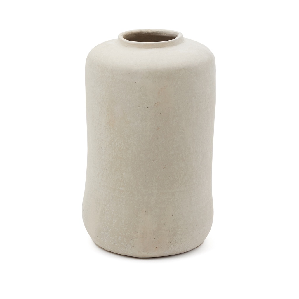 Kave Home Serina Vase aus Pappmaché weiss 34 cm (Neu, Weiss)