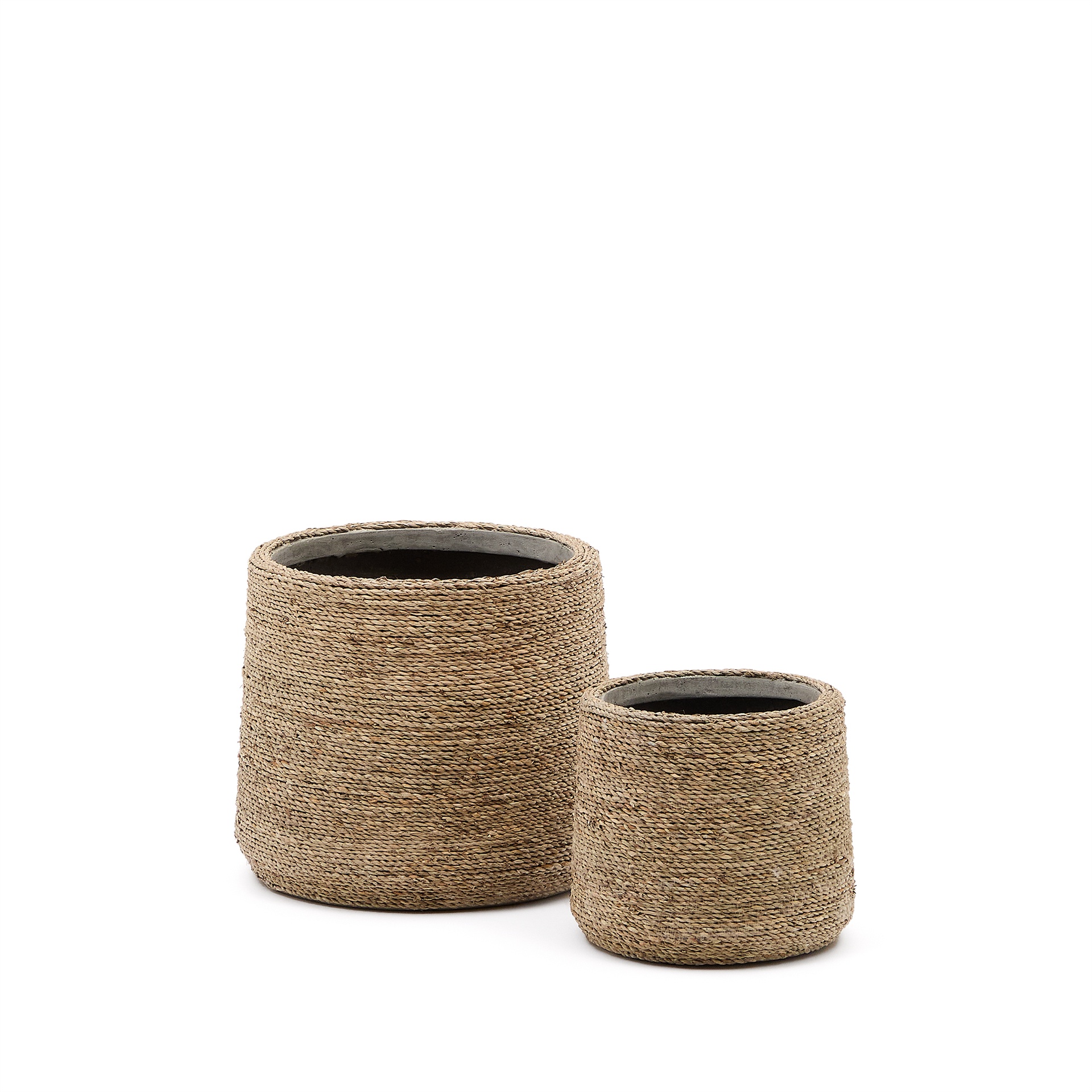 Set Sigal di 2 vasi di cemento con finitura naturale Ø 24 cm / Ø 31 cm (Nuovo)