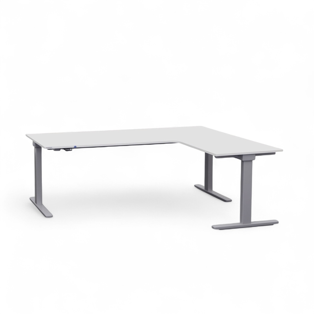 Höhenverstellbarer Eck Schreibtisch Tradingzone Smartline kurze Seite rechts (Lichtgrau, Neu)