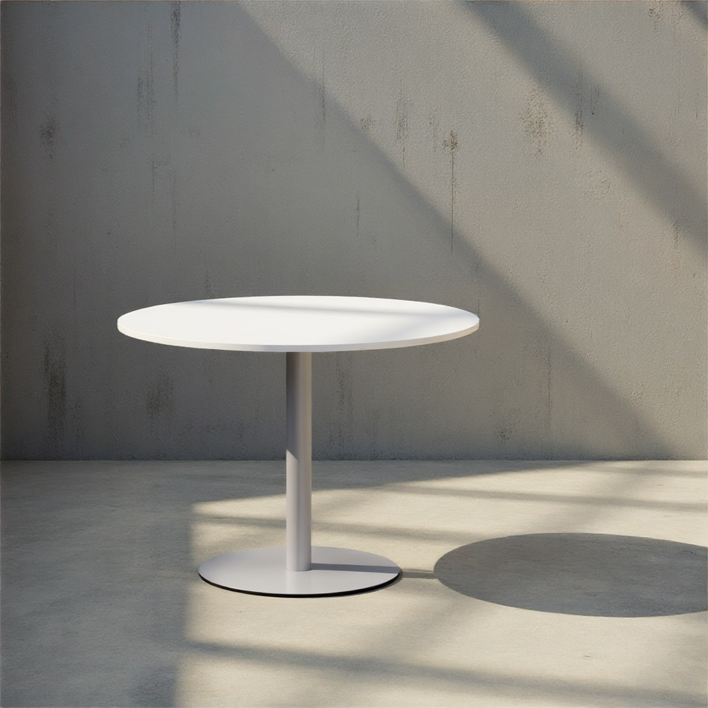 Image of Sitzungstisch Tradingzone Smartline 120x120 cm, Weiss/Silbergrau, Rund, Neu, Tisch - Hochwertig & langlebig