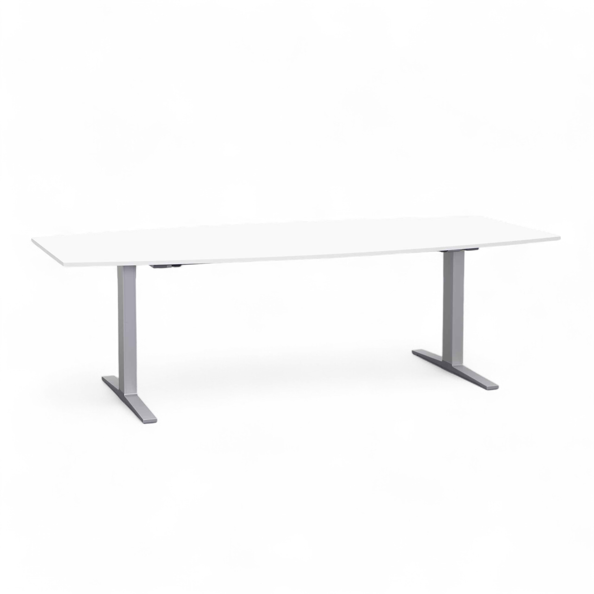 Image of Sitzungstisch Tradingzone Smartline 240x110 cm, Weiss/Silbergrau, Bootsform, Neu, Tisch - Hochwertig & langlebig