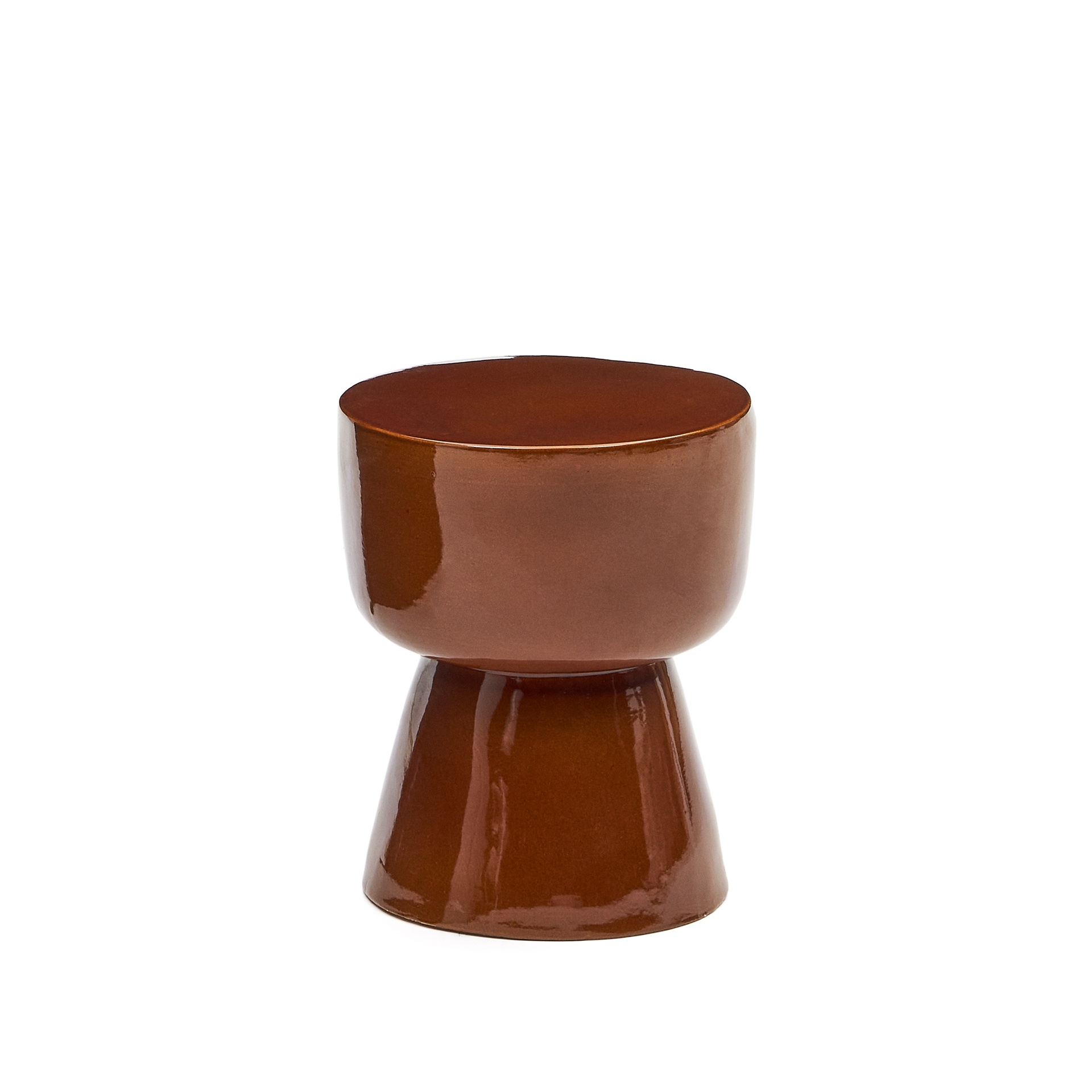 Mesquida outdoor side table made of ceramic with glazed terracotta finish Ø 35 cm (New)