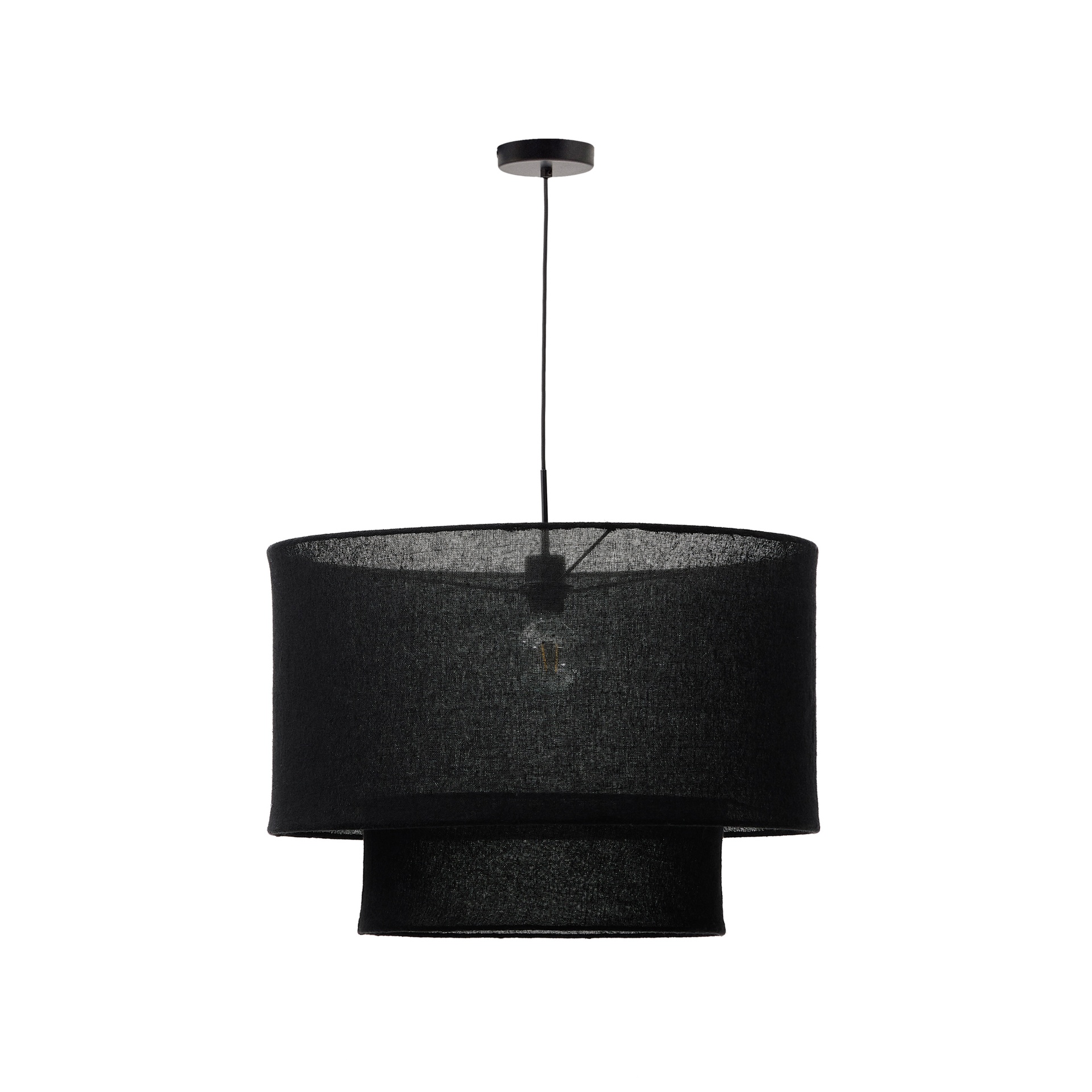 Kave Home Mariela Schirm für Deckenlampe aus Leinen Schwarz, Neu