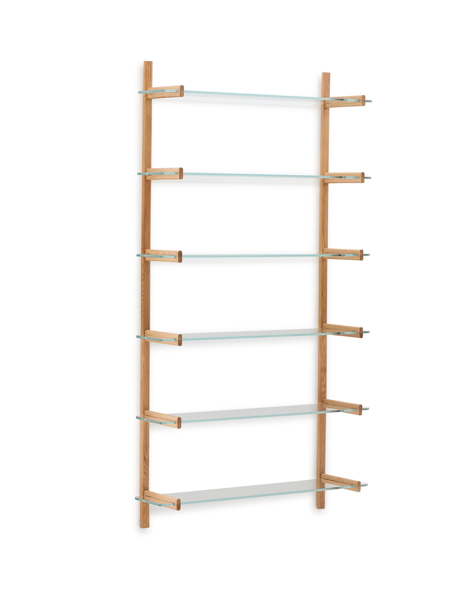 Modulares Regal Sitra 6 Regalbrettern aus Glas und massiver Eiche 110 cm FSC Mix Credit (Neu)