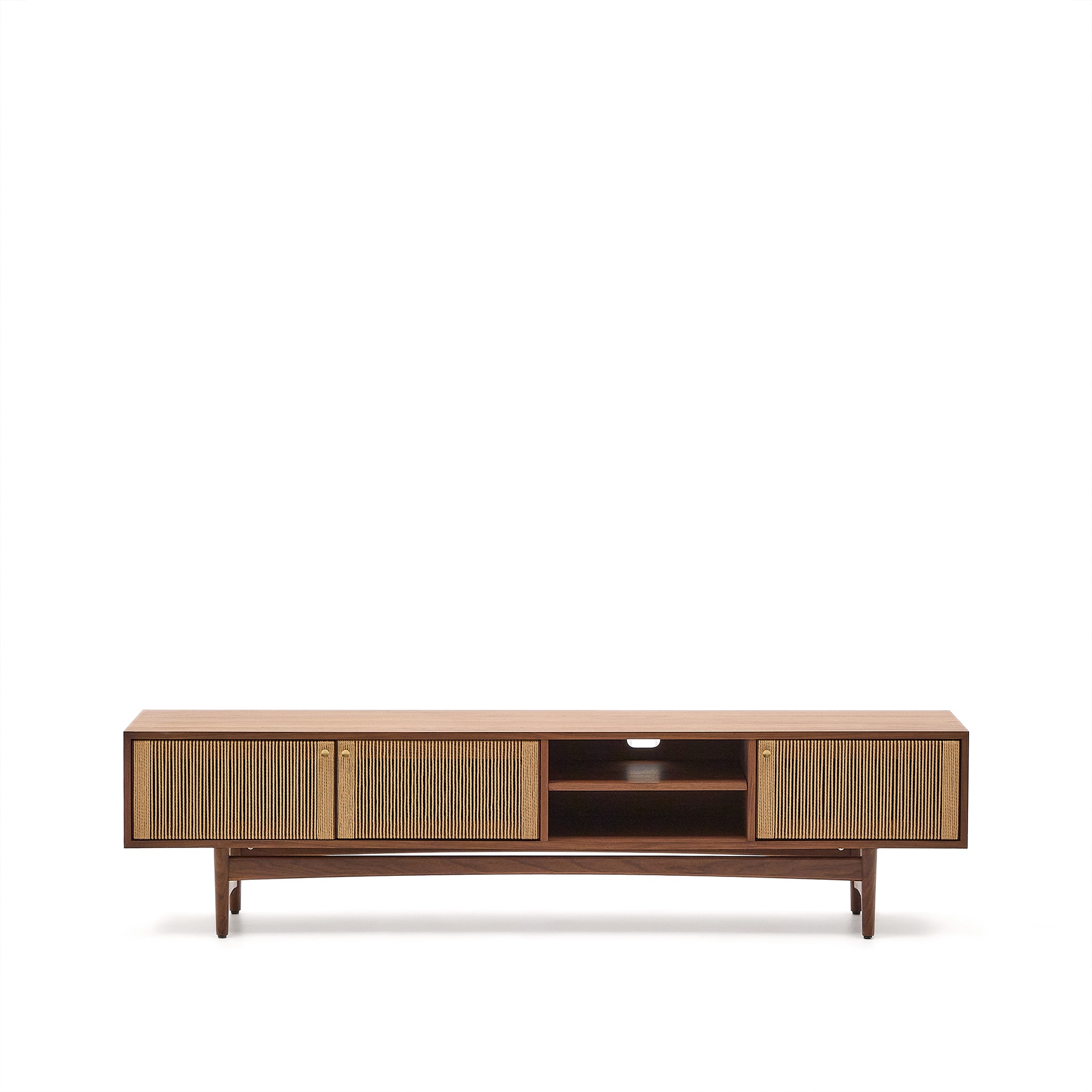 TV furniture Elan 3 doors veneer and solid walnut wood (New)