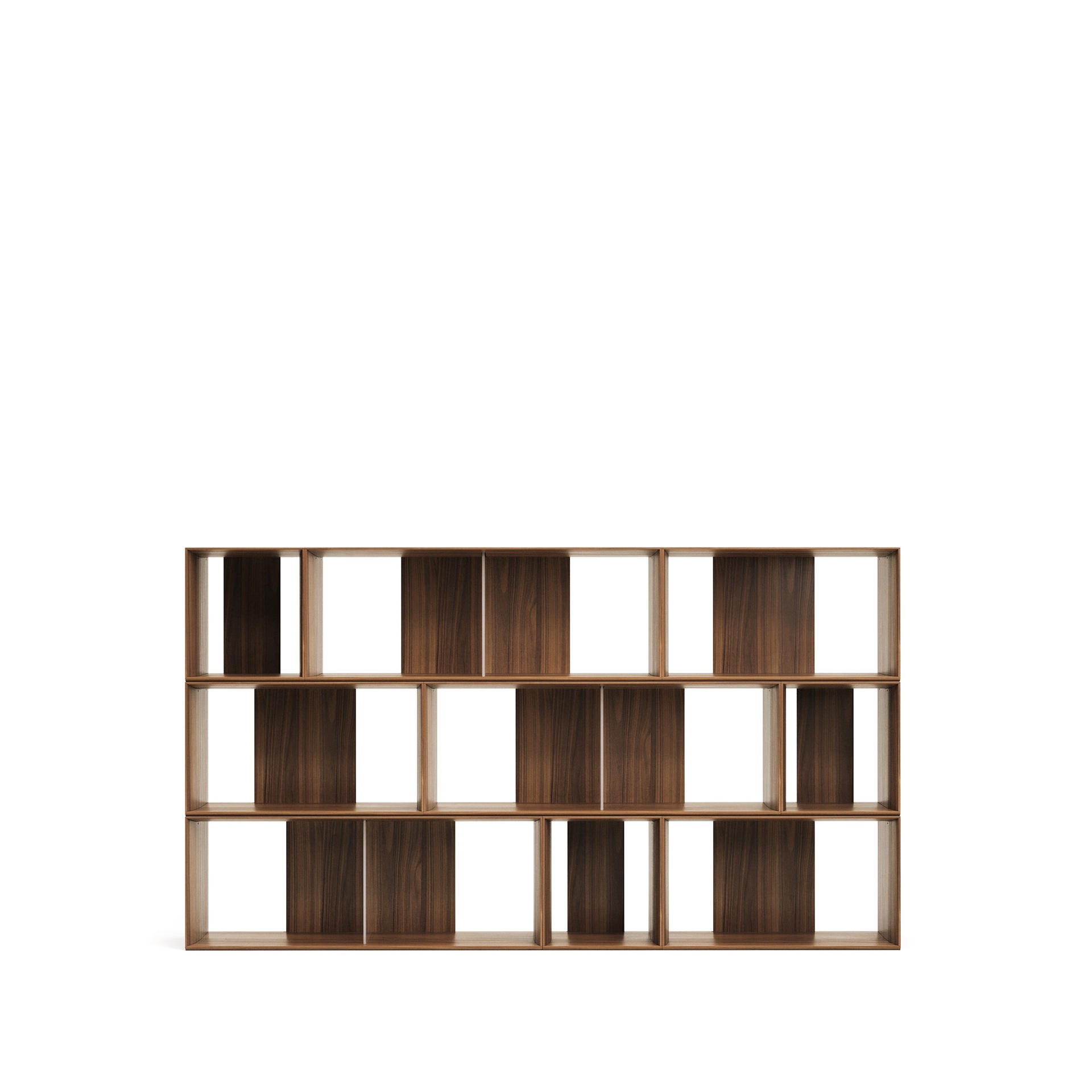 Litto Set aus 9 modularen Regalen 202 x 114 cm (Nussbaum, Neu)